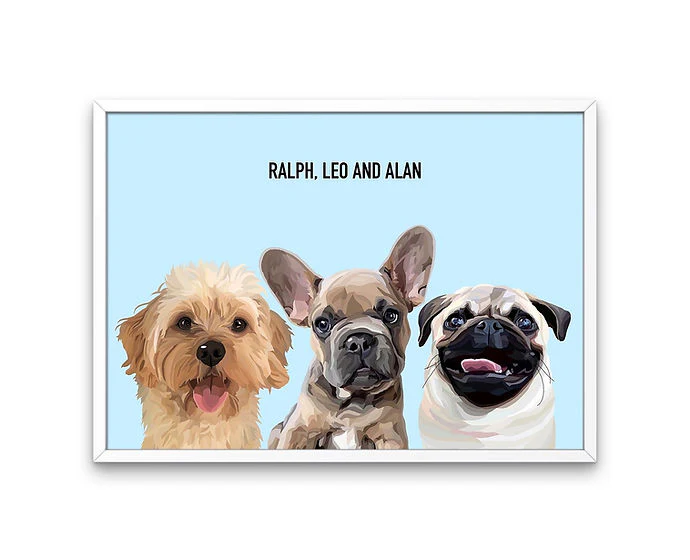 Custom Framed Triple Pet Portrait - Image 3