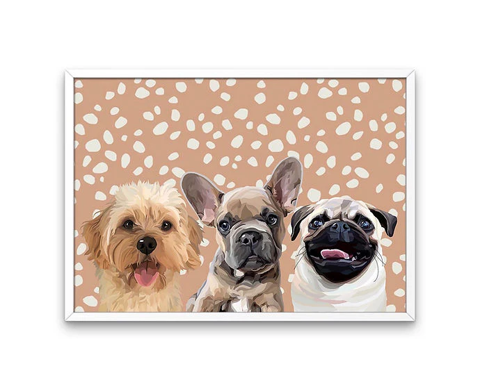 Custom Framed Triple Pet Portrait - Image 4