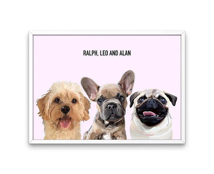 Custom Framed Triple Pet Portrait - Image 5