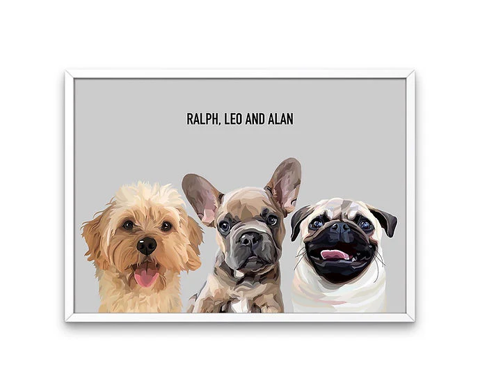 Custom Framed Triple Pet Portrait - Image 6
