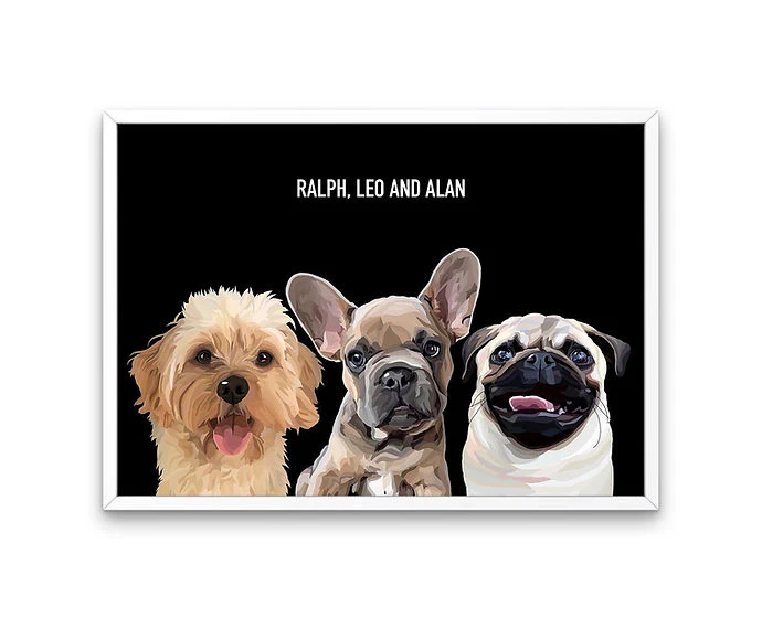 Custom Framed Triple Pet Portrait - Image 7