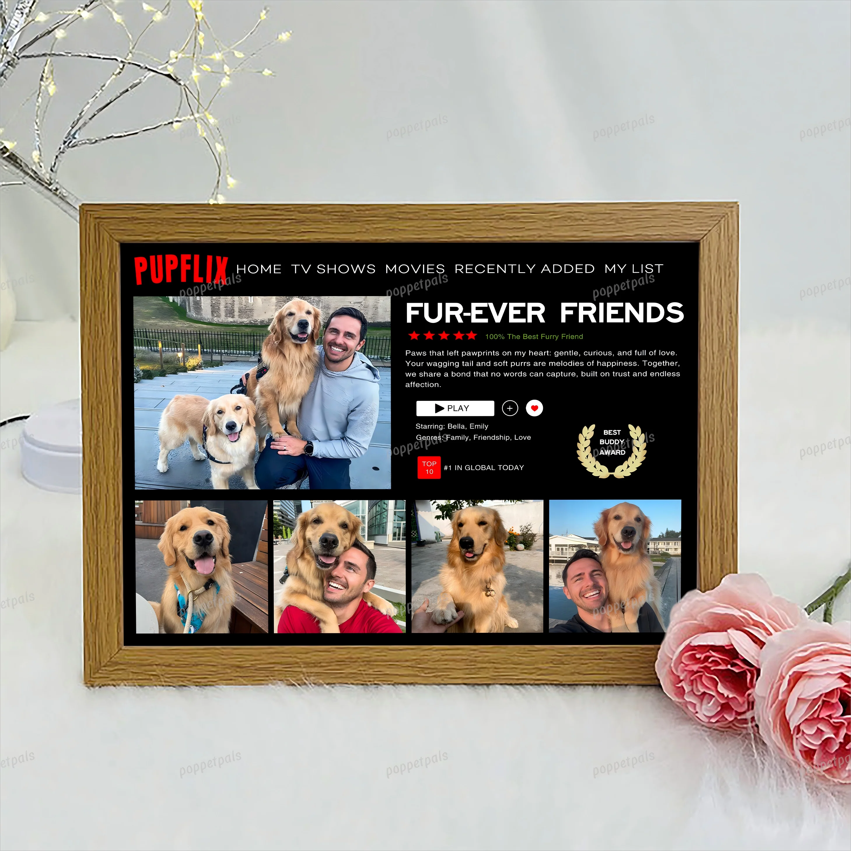 Custom Pawflix Pets Photo Movie Frame, Gift For Pet Lovers - Image 3