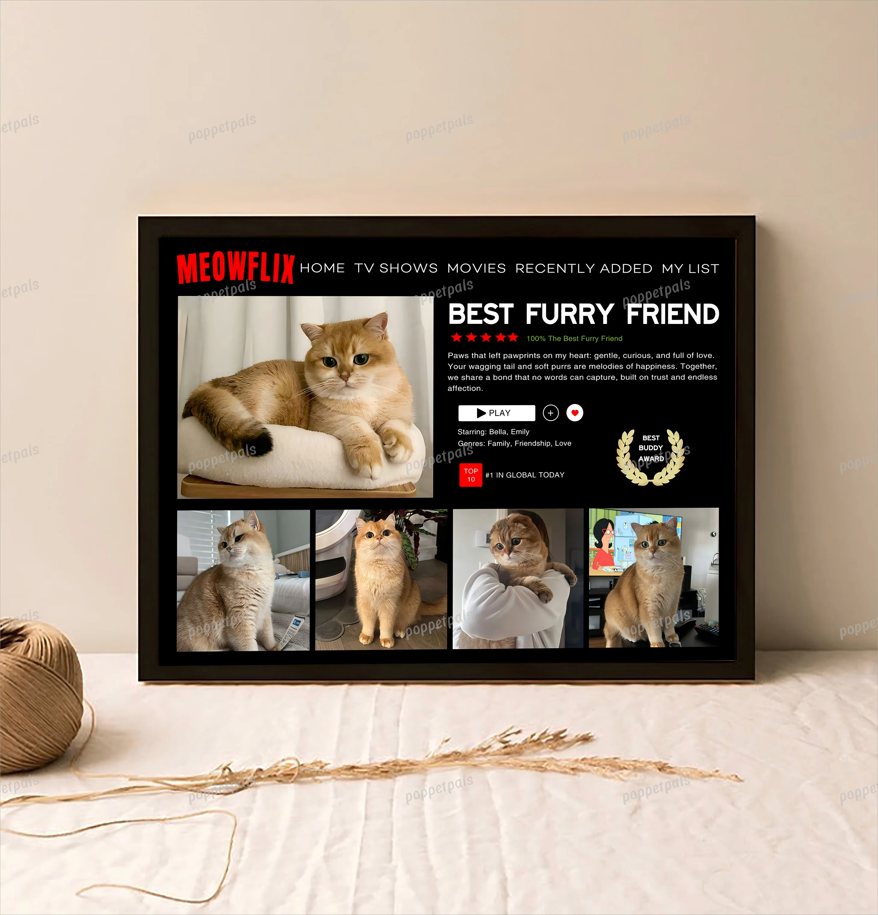 Custom Pawflix Pets Photo Movie Frame, Gift For Pet Lovers - Image 4