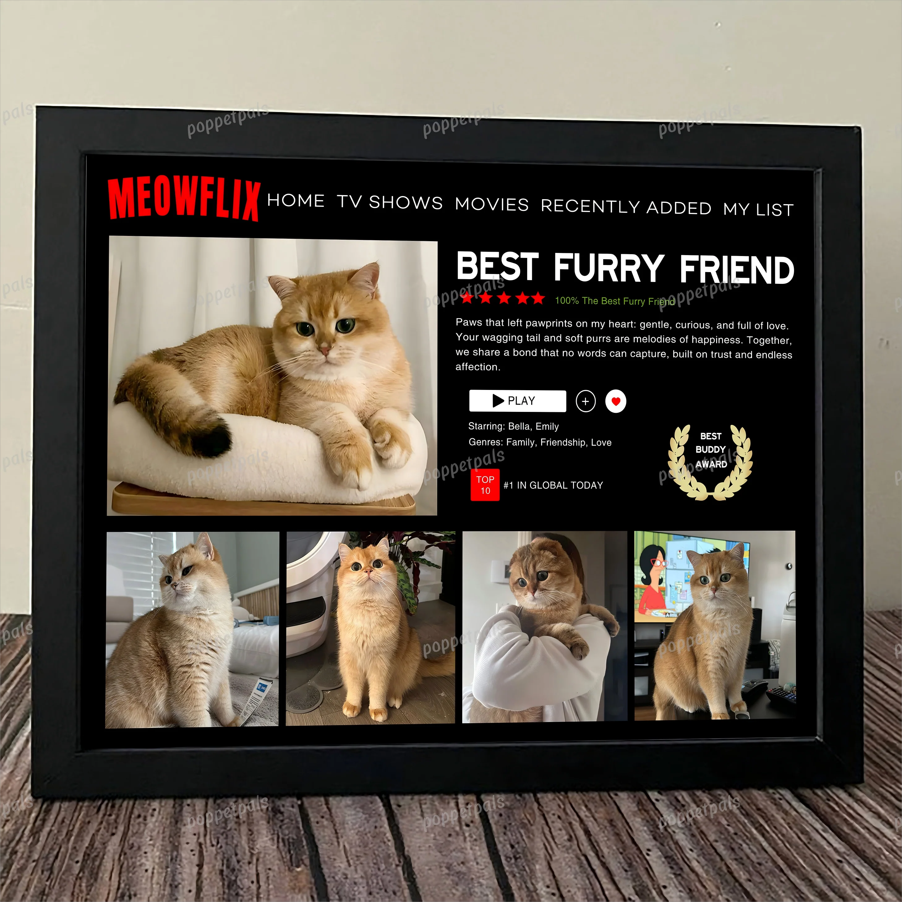 Custom Pawflix Pets Photo Movie Frame, Gift For Pet Lovers - Image 5