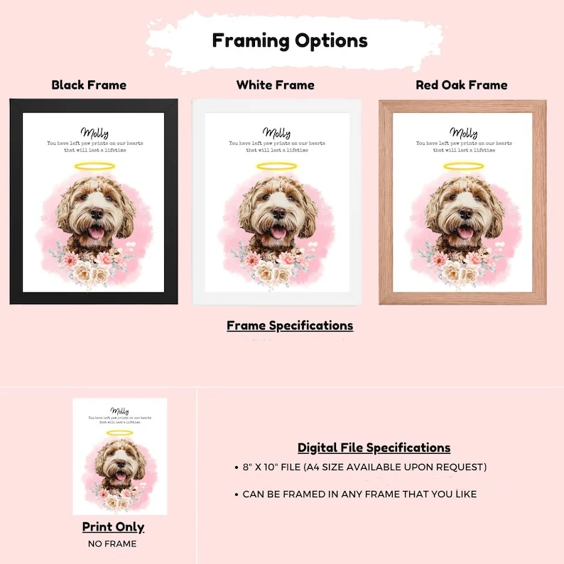 Custom Pet Loss Gift Pet Portrait with Halo Ring Flower DIGITAL Pet Portrait from Photo In Memory of Dog Loss Gift Pet Sympathy Dog GIft - Image 6