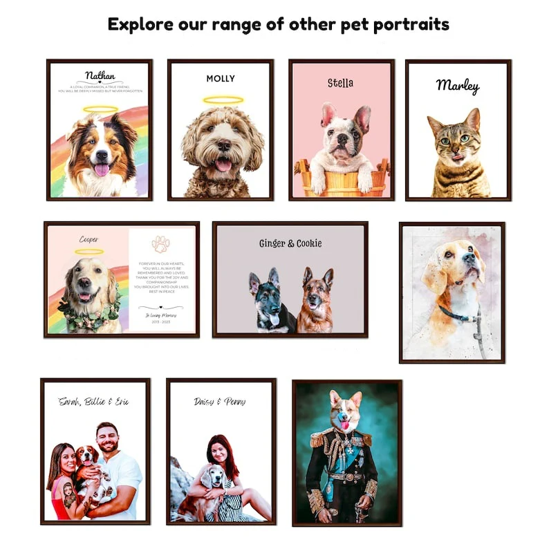 Custom Pet Loss Gift Pet Portrait with Halo Ring Flower DIGITAL Pet Portrait from Photo In Memory of Dog Loss Gift Pet Sympathy Dog GIft - Image 7