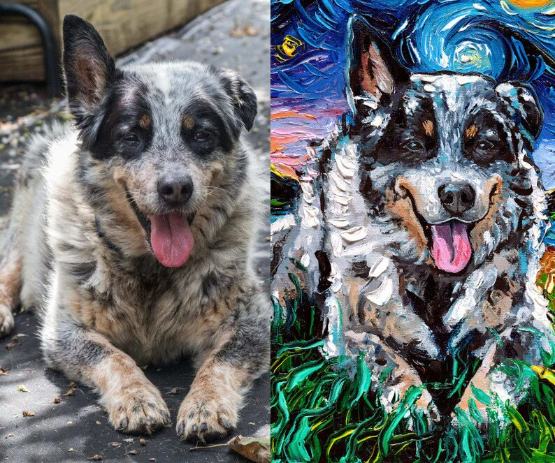 Custom Pet Painting Starry Night Art Oil Painting On Canvas Dog Or Cat Lover Gift - Image 5