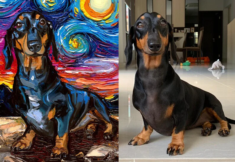 Custom Pet Painting Starry Night Art Oil Painting On Canvas Dog Or Cat Lover Gift - Image 6