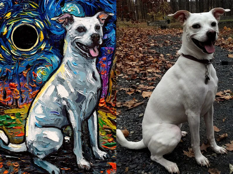 Custom Pet Painting Starry Night Art Oil Painting On Canvas Dog Or Cat Lover Gift - Image 7