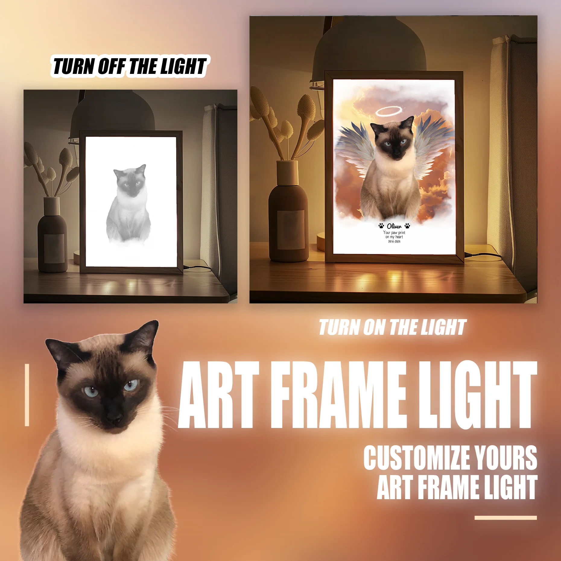 Customizable Owner and Fur Baby on Art Frame Light - Image 10