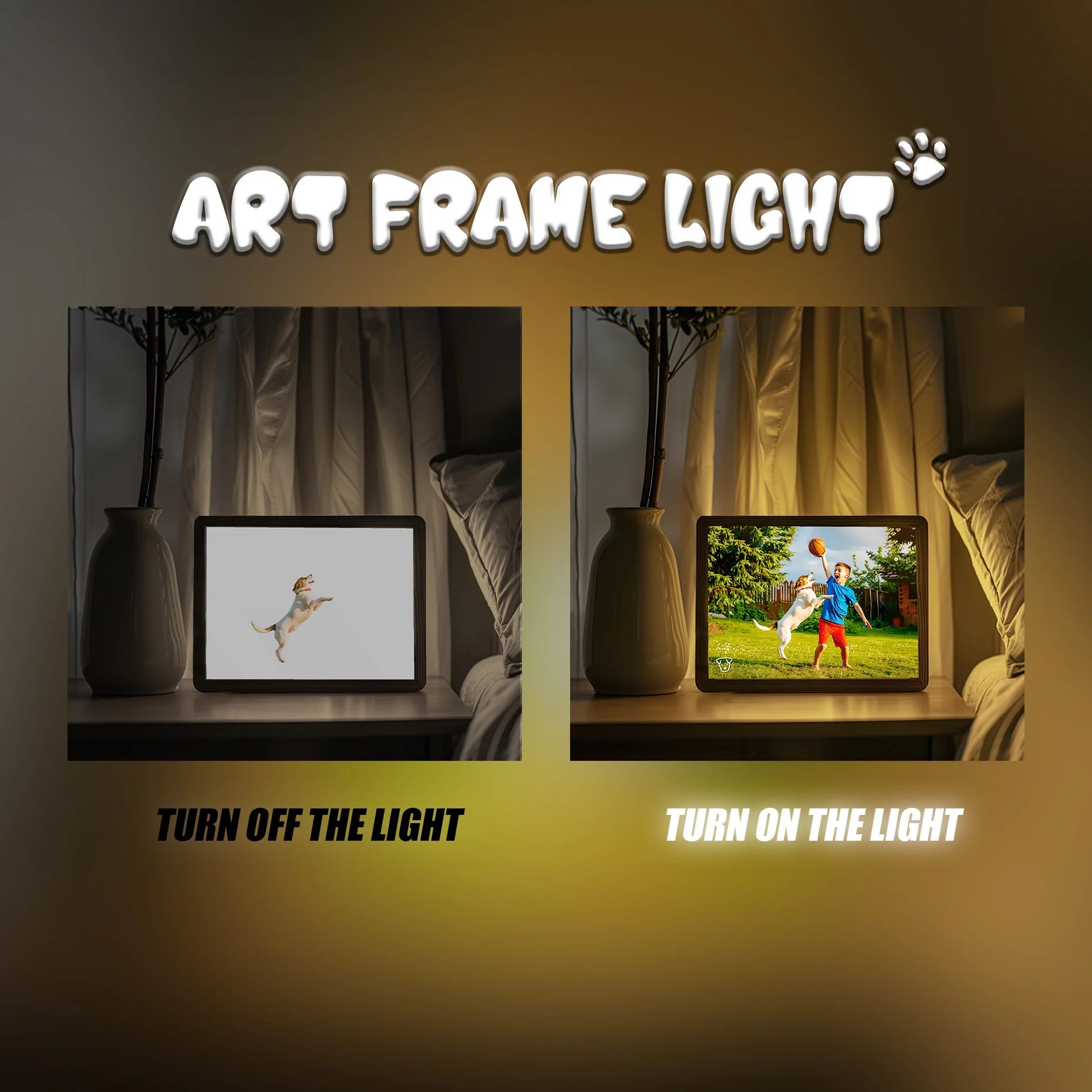 Customizable Owner and Fur Baby on Art Frame Light - Image 3