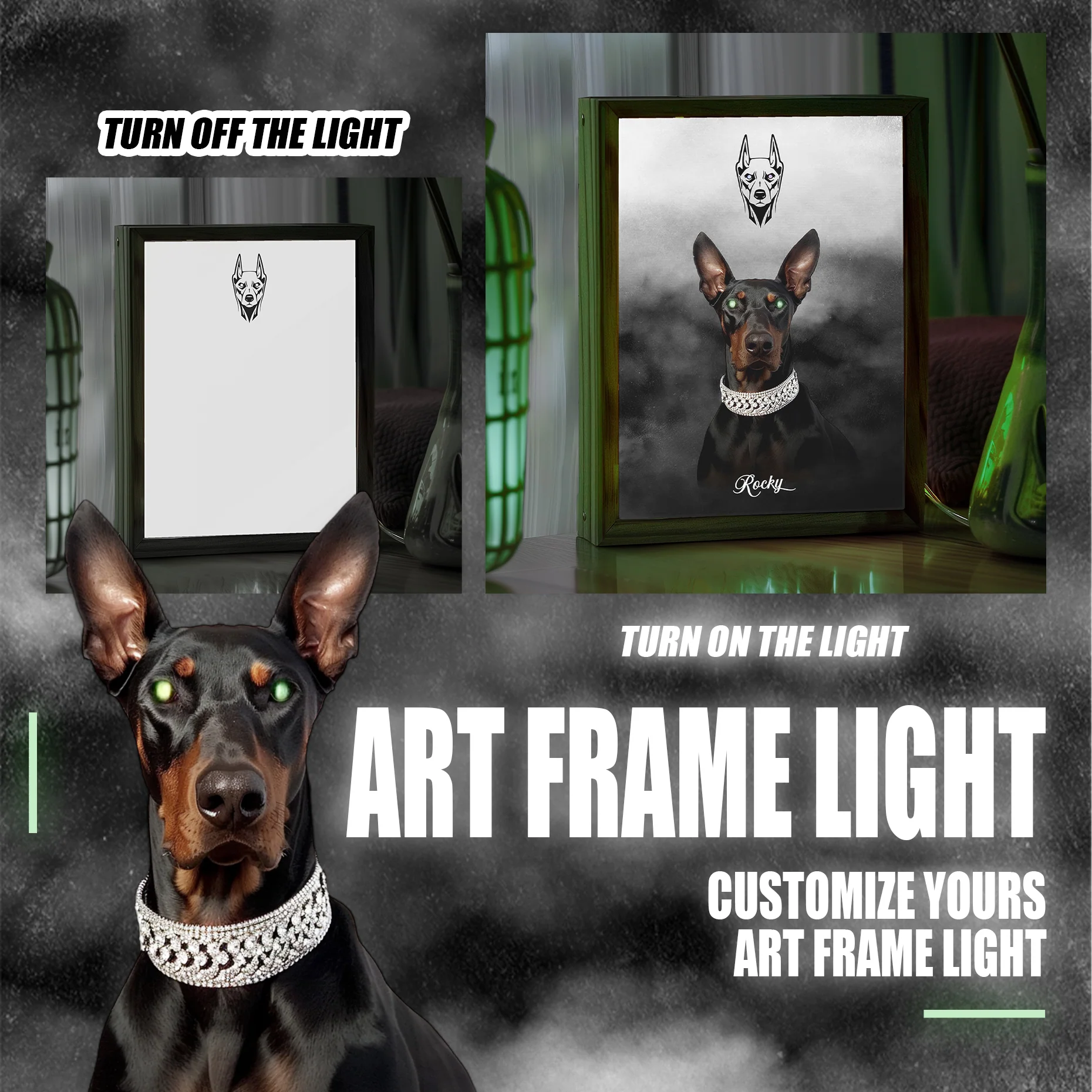 Customizable Owner and Fur Baby on Art Frame Light - Image 4