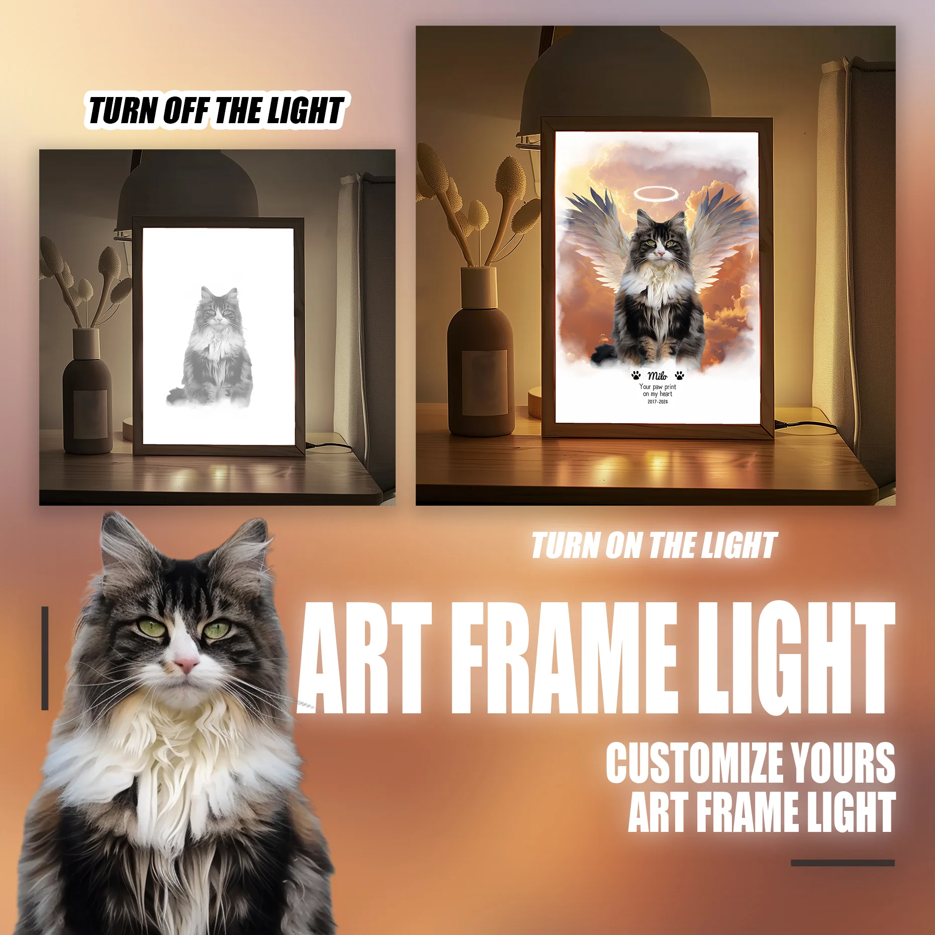 Customizable Owner and Fur Baby on Art Frame Light - Image 7