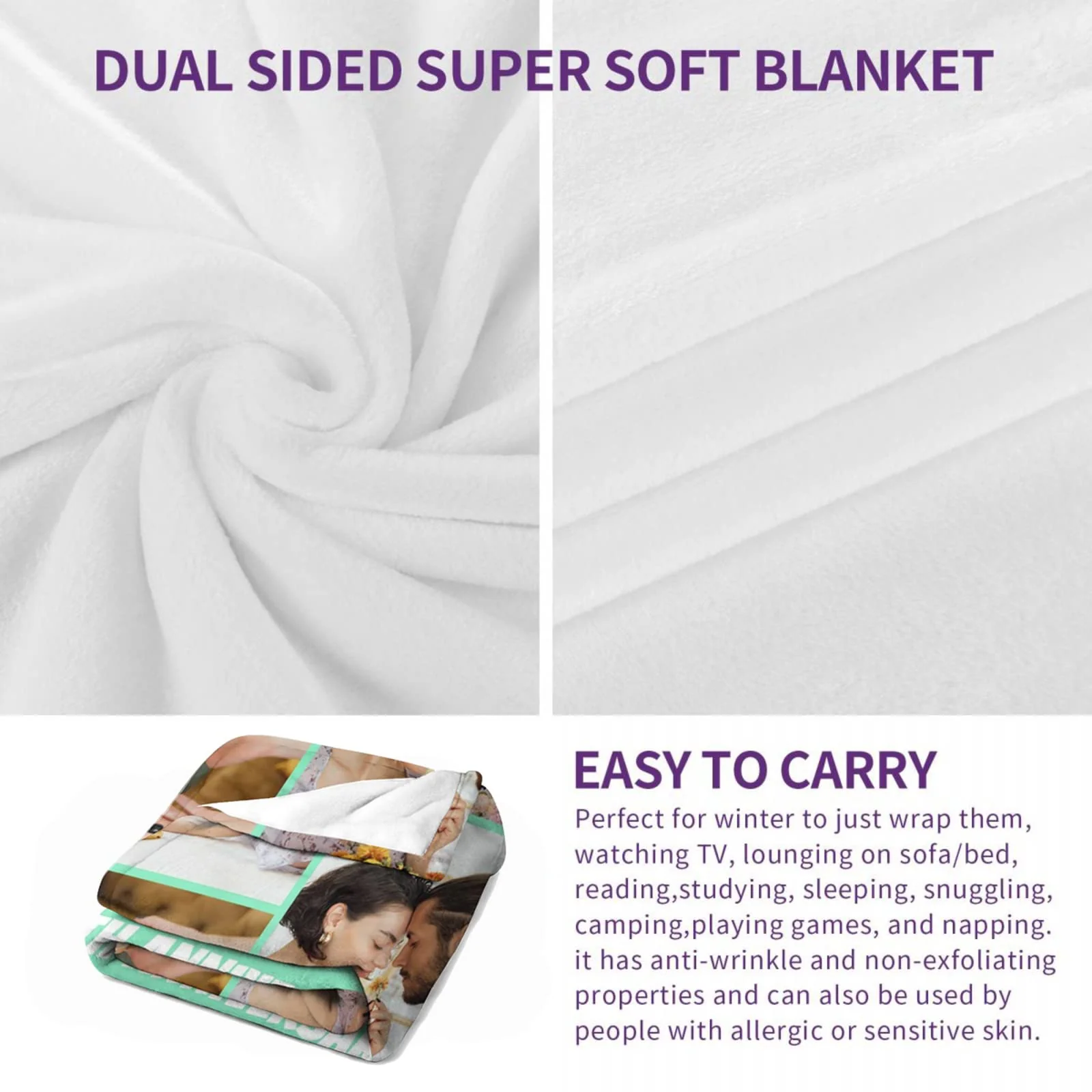 Custom Blanket with Photo， Funny Gifts for Boyfriend,Dad,Mom,Friends,New Year,Birthday - Image 6