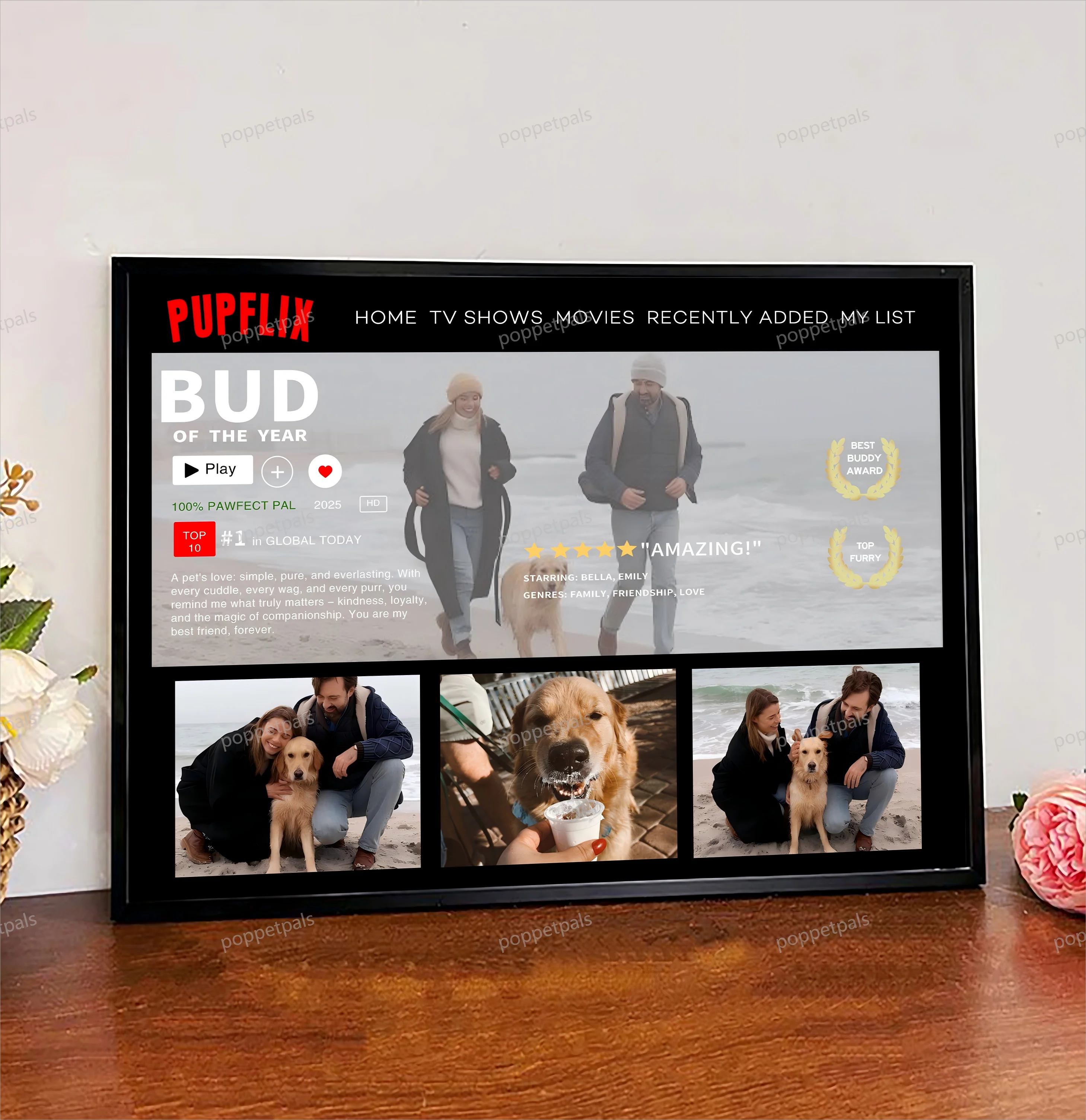 Personalized Pawflix Pets Photo Movie Frame For Pet Lovers - Image 4