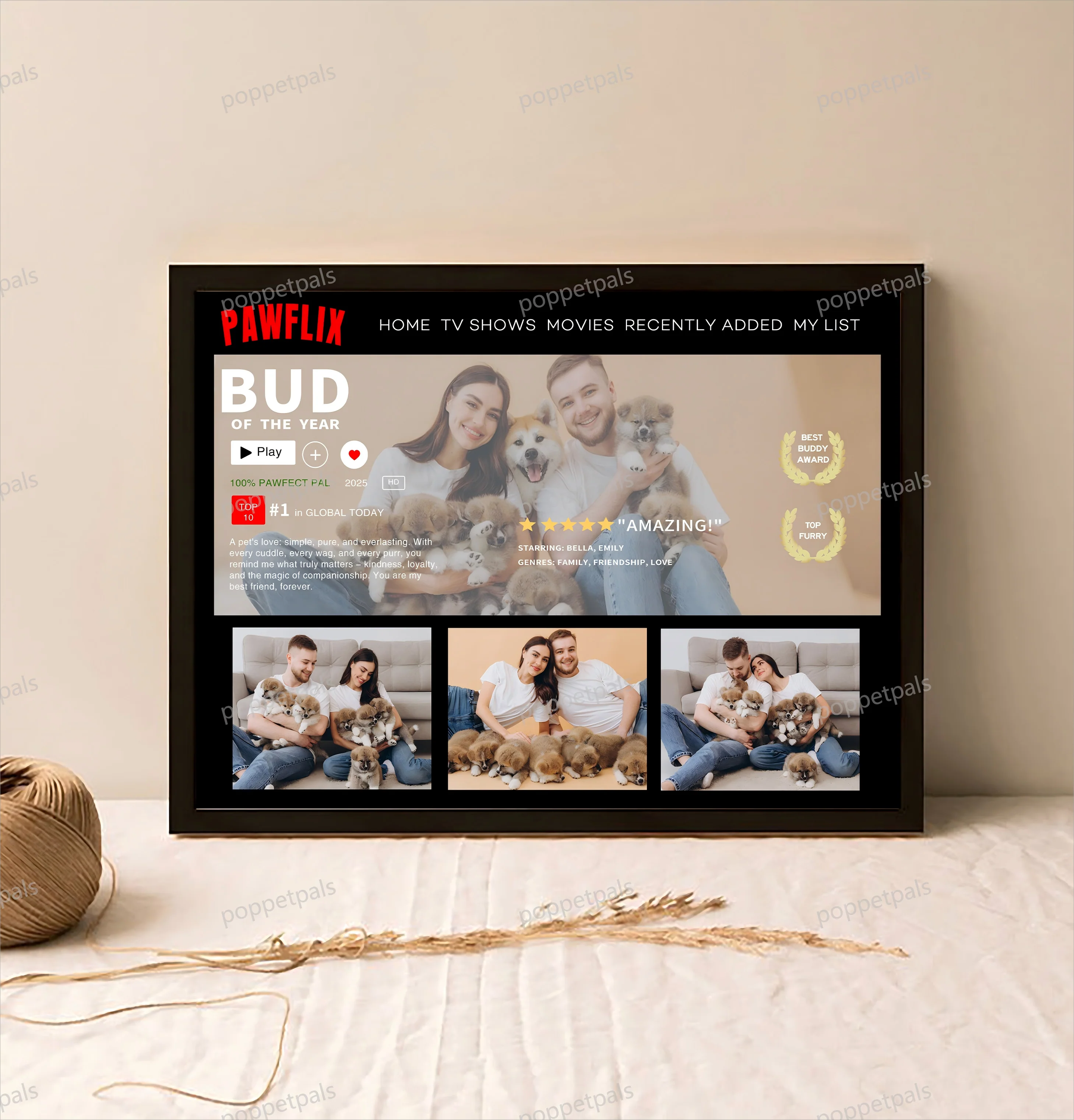 Personalized Pawflix Pets Photo Movie Frame For Pet Lovers - Image 5