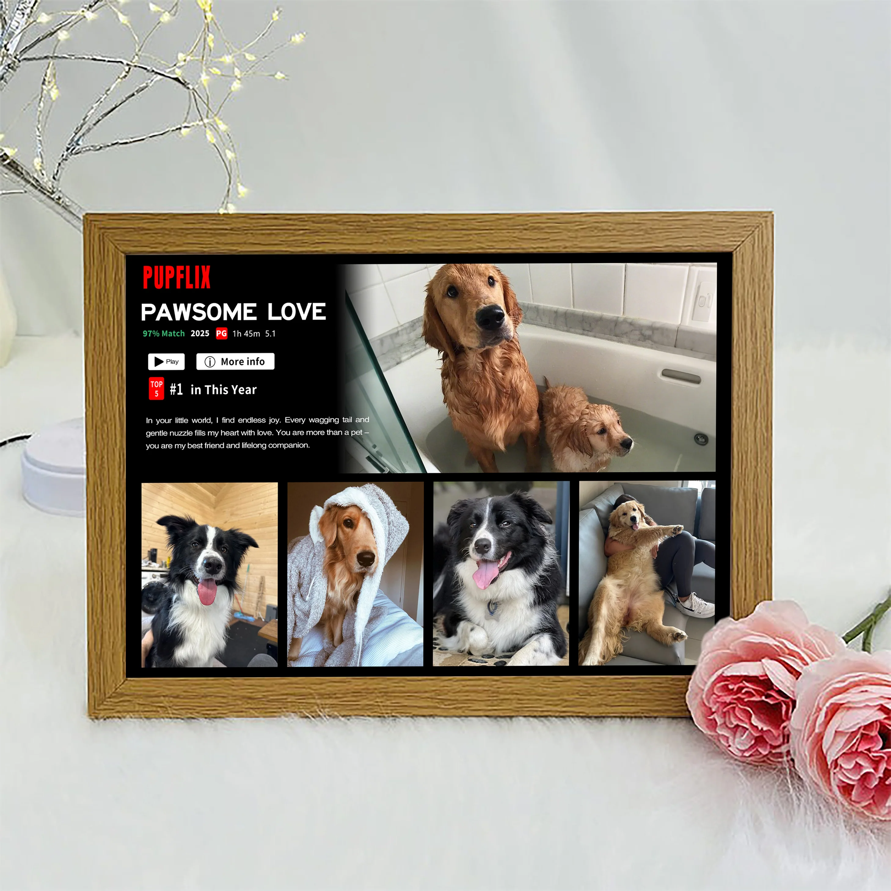 Personalized Petflix Pets Photo Movie Frame For Pet Parents - Image 3