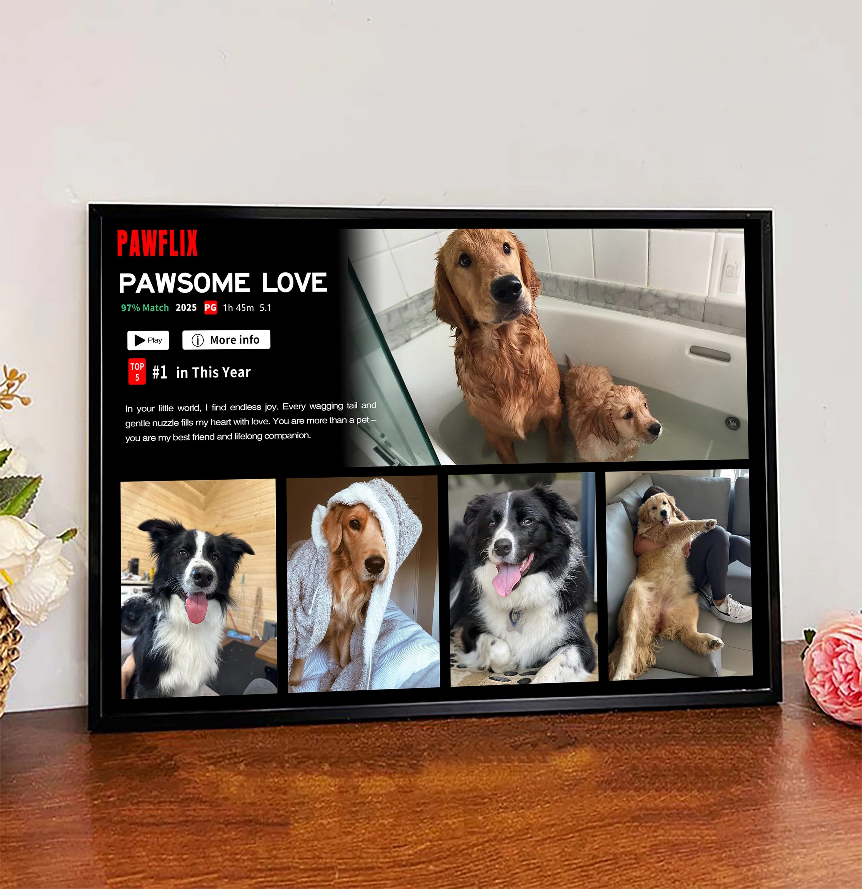 Personalized Petflix Pets Photo Movie Frame For Pet Parents - Image 4